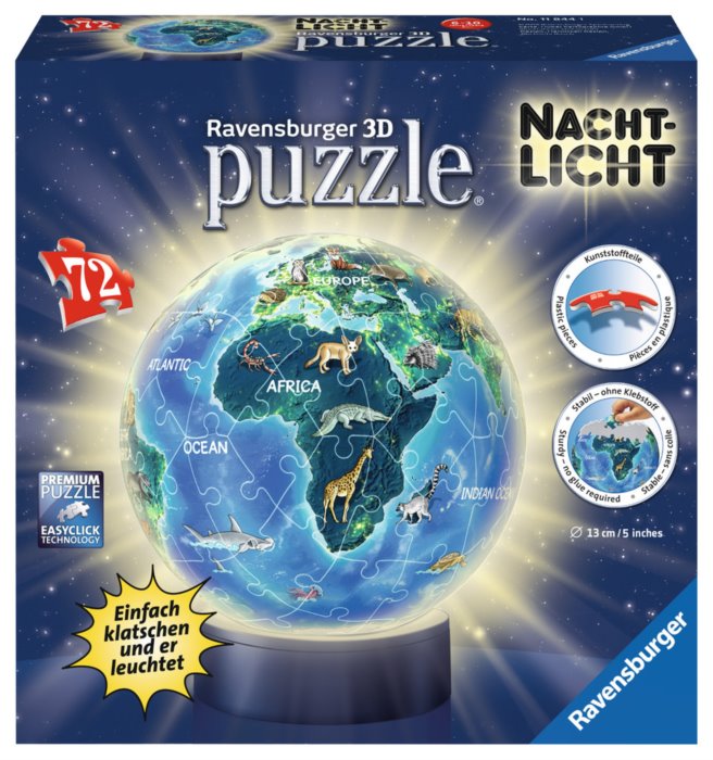 RAVENSBURGER 3D Svítící puzzleball Noční globus 72 dílků