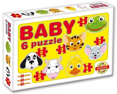 Baby puzzle Zvířecí hlavičky 6v1 (2-4 dílky)