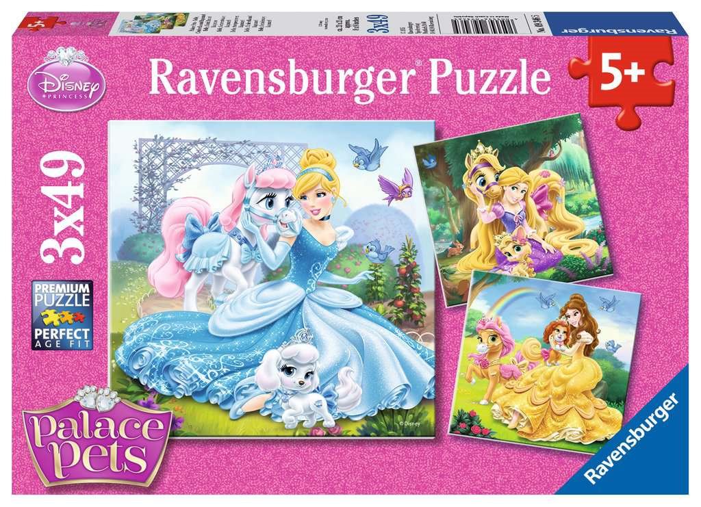 RAVENSBURGER Puzzle Disney princezny a jejich mazlíčci 3x49 dílků