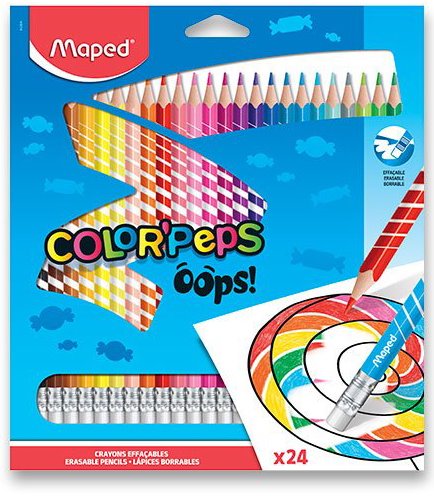 MAPED Pastelky trojboké Color'Peps Oops s pryží 24ks