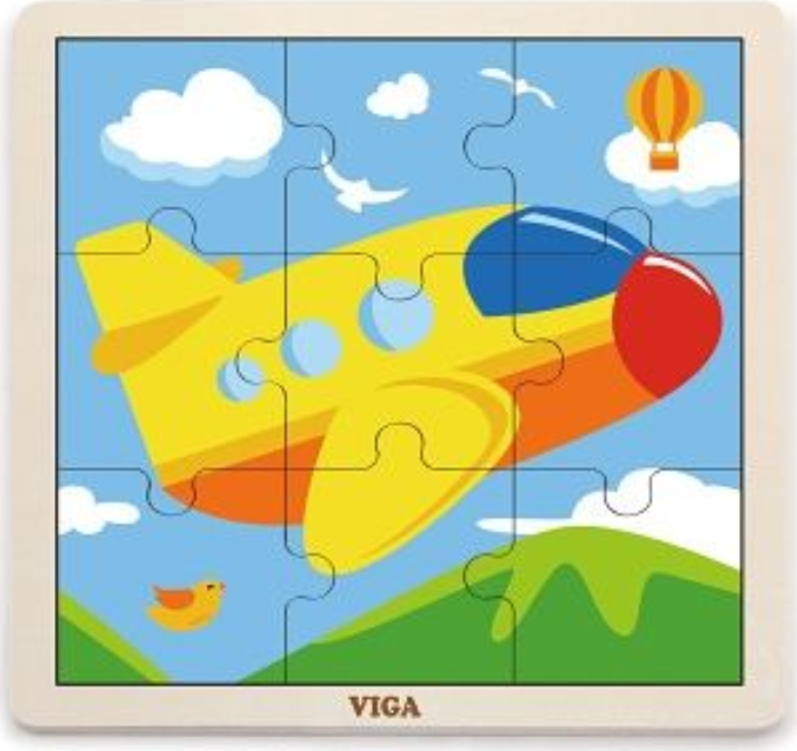 VIGA Dřevěné puzzle Letadlo, 9 dílků
