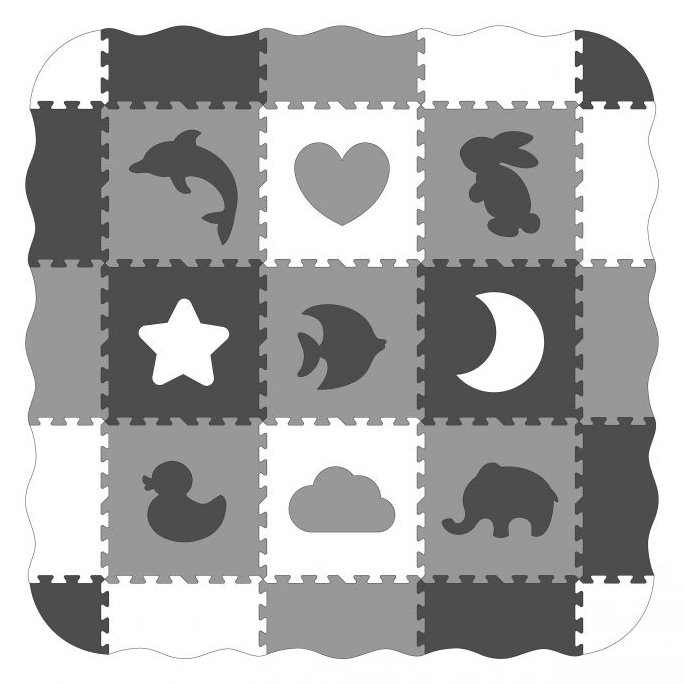 ECOTOYS Pěnové puzzle Zvířata a tvary černá-bílá SX s okraji
