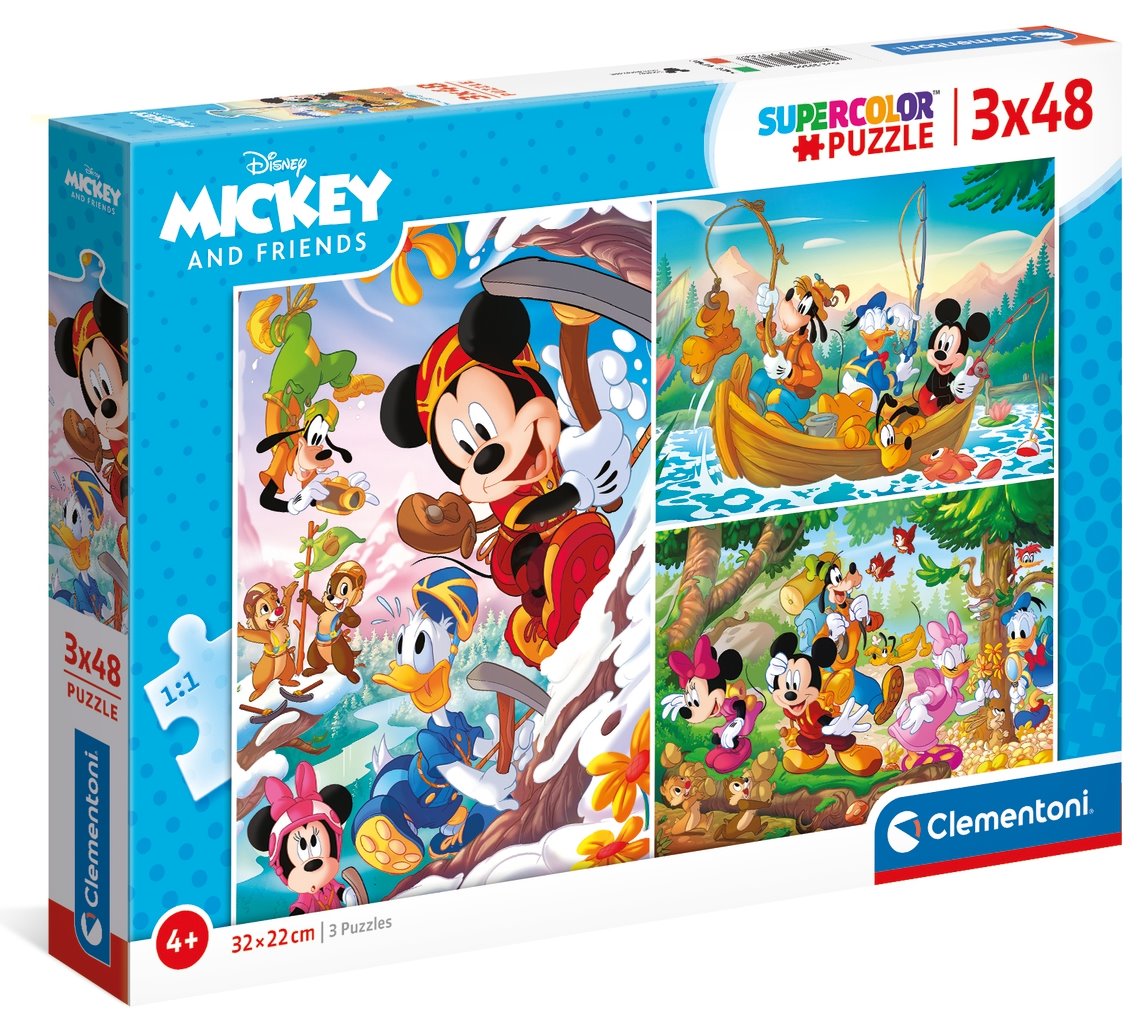 CLEMENTONI Puzzle Mickey Mouse a přátelé 3x48 dílků