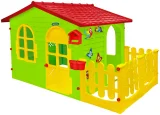 Dětský zahradní domeček s plotem a tabulí