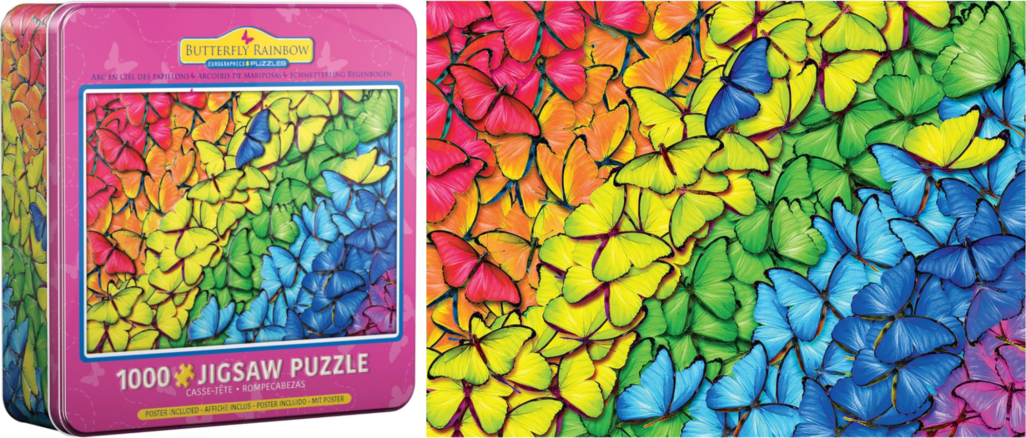 EUROGRAPHICS Puzzle v plechové krabičce Motýlí duha 1000 dílků