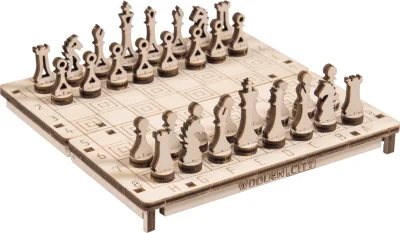 3D puzzle hra Šachy a Dáma 2v1