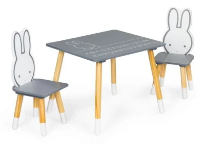Dětský dřevěný stůl se dvěma židličkami Zajíček