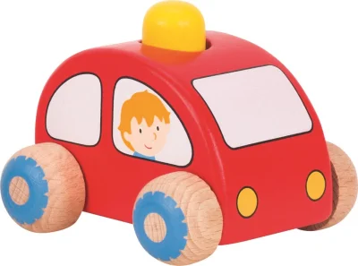 Dřevěné autíčko s houkačkou červené