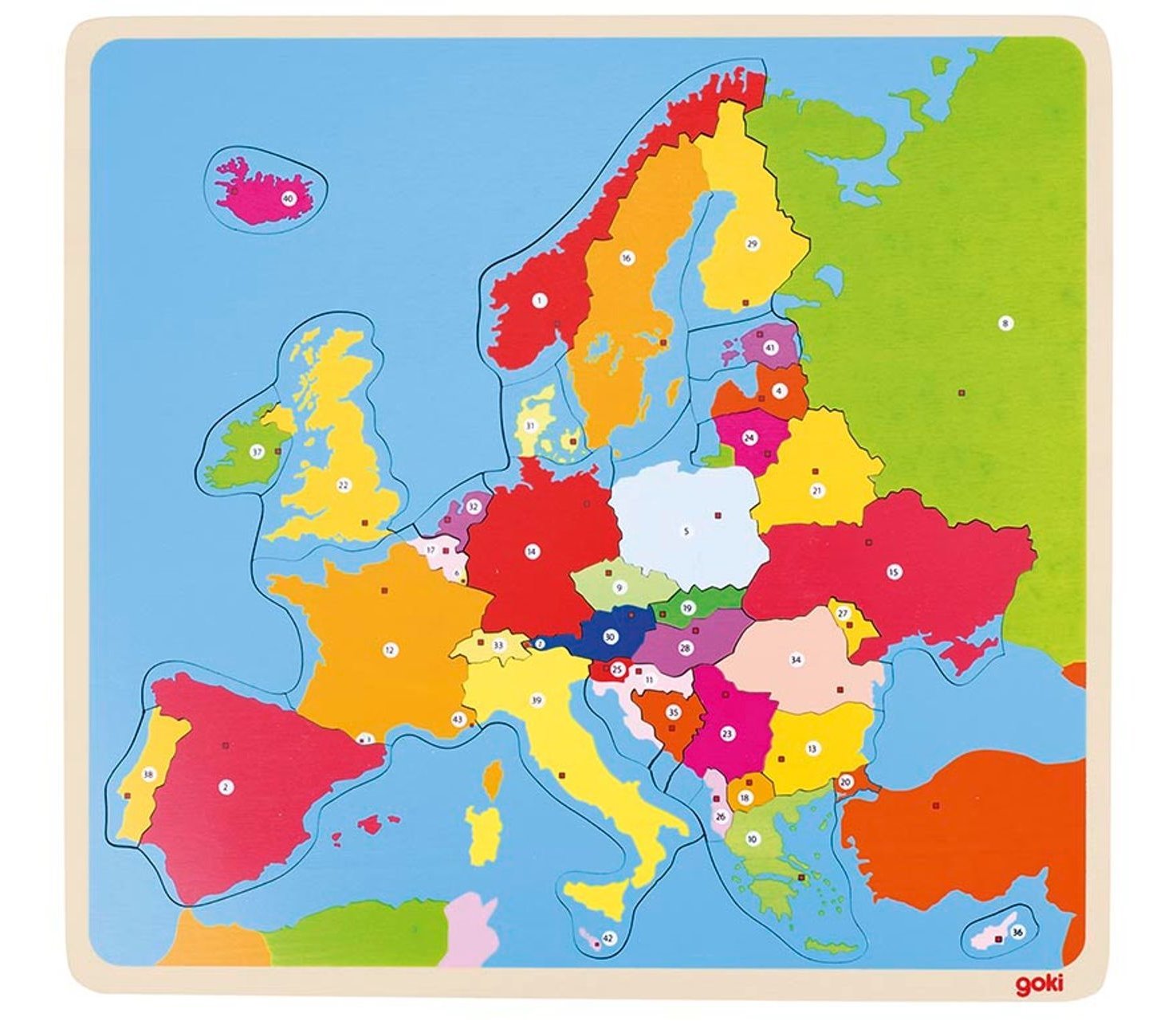 GOKI Dřevěné puzzle Mapa Evropy 35 dílků