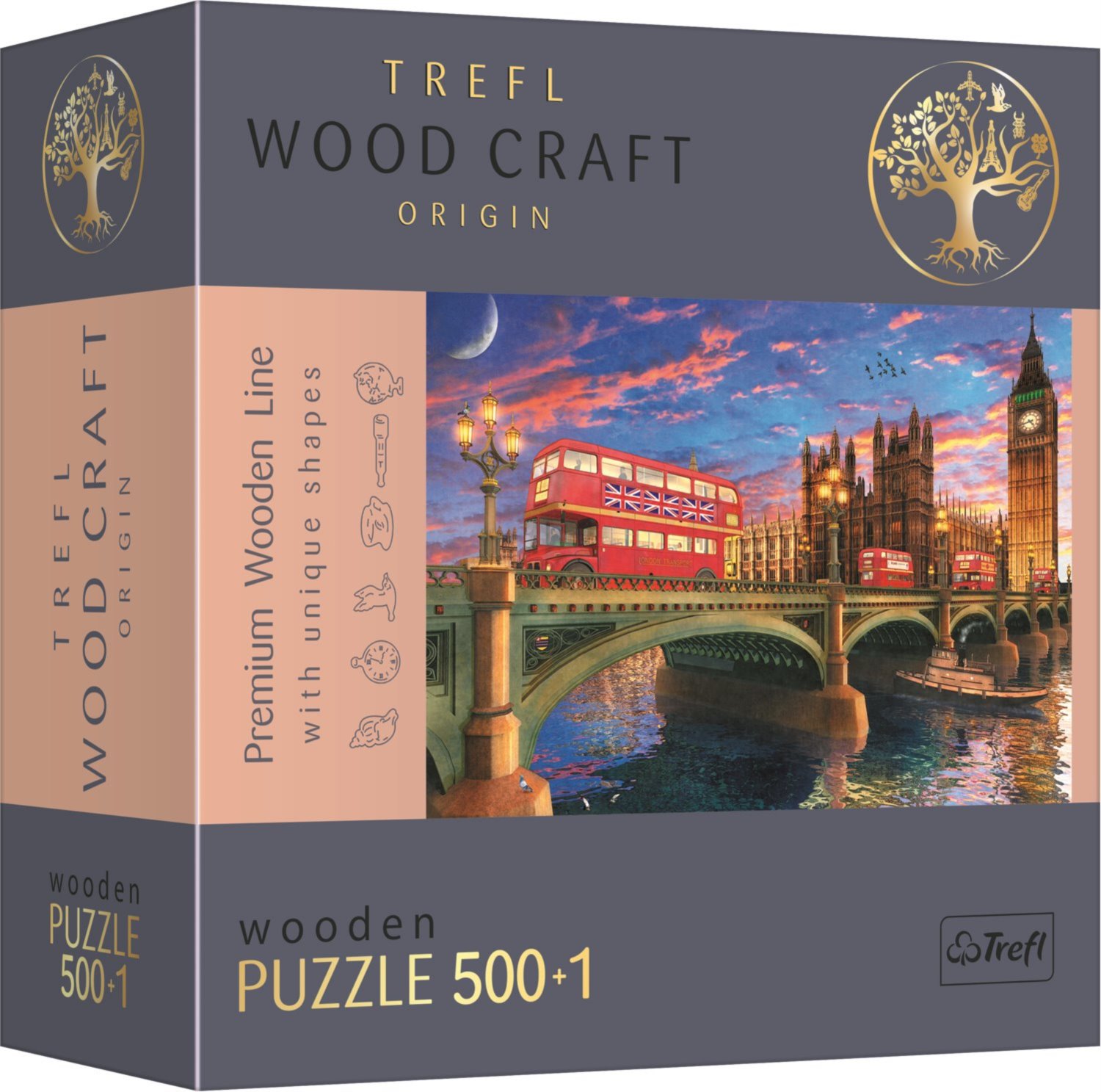 TREFL Wood Craft Origin puzzle Westminsterský palác, Big Ben 501 dílků