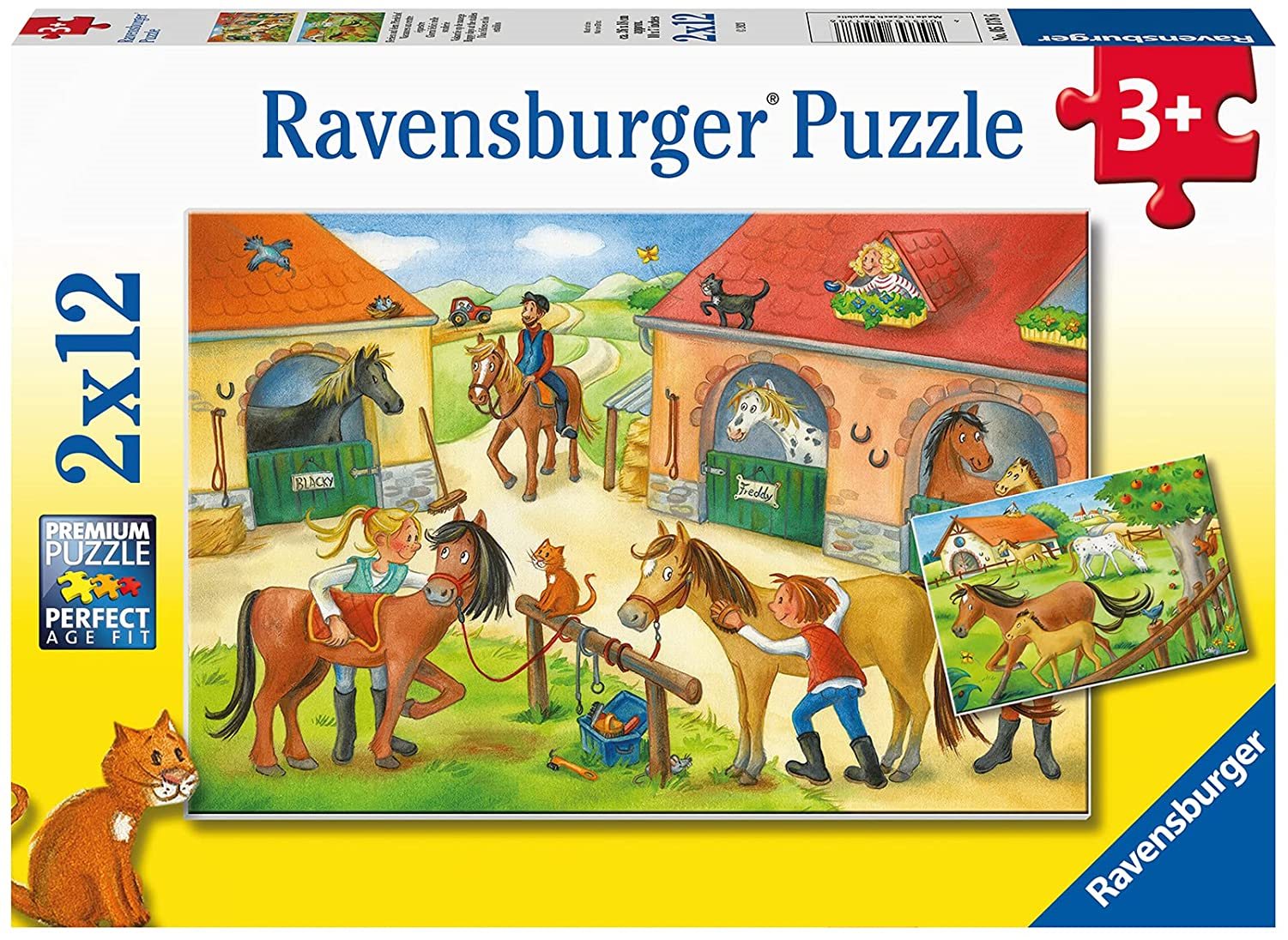 RAVENSBURGER Puzzle Prázdniny na statku s koňmi 2x12 dílků