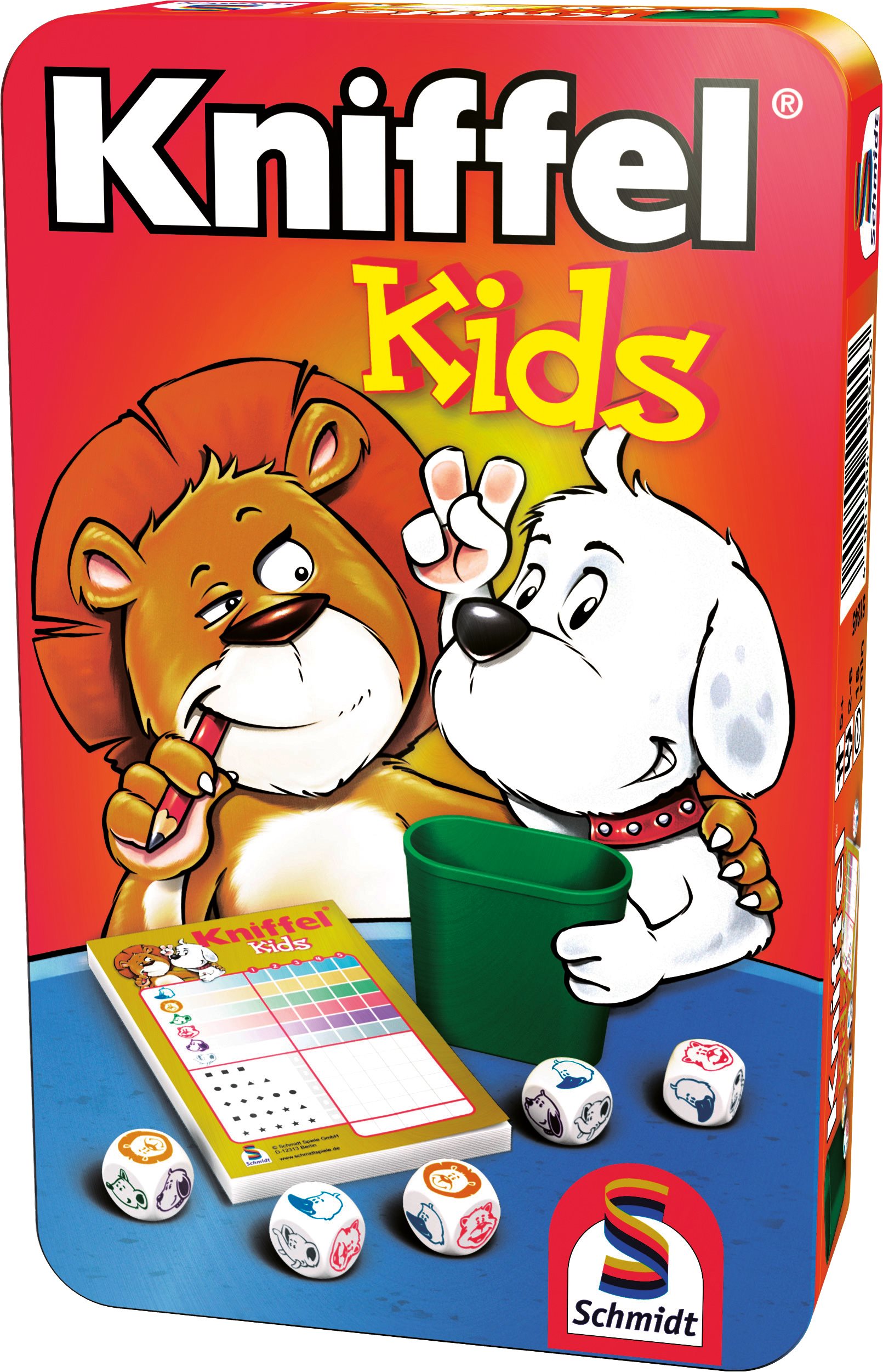 SCHMIDT Dětská hra s kostkami Kniffel Kids v plechové krabičce