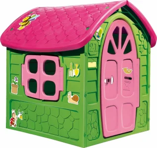 Dětský zahradní domeček zeleno-růžový