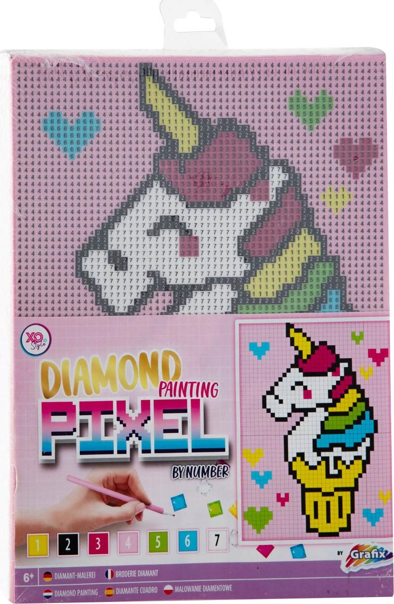 GRAFIX Diamantové malování na rámu Pixel Jednorožec 15x20cm