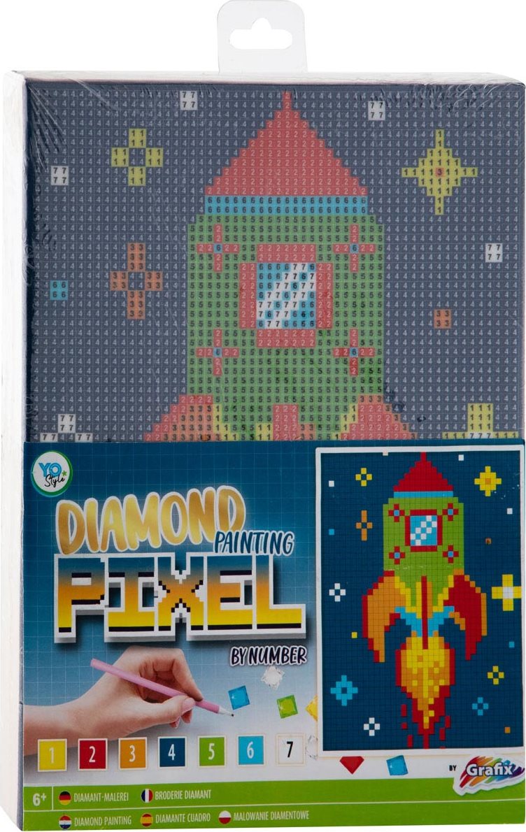 GRAFIX Diamantové malování na rámu Pixel Raketa 15x20cm