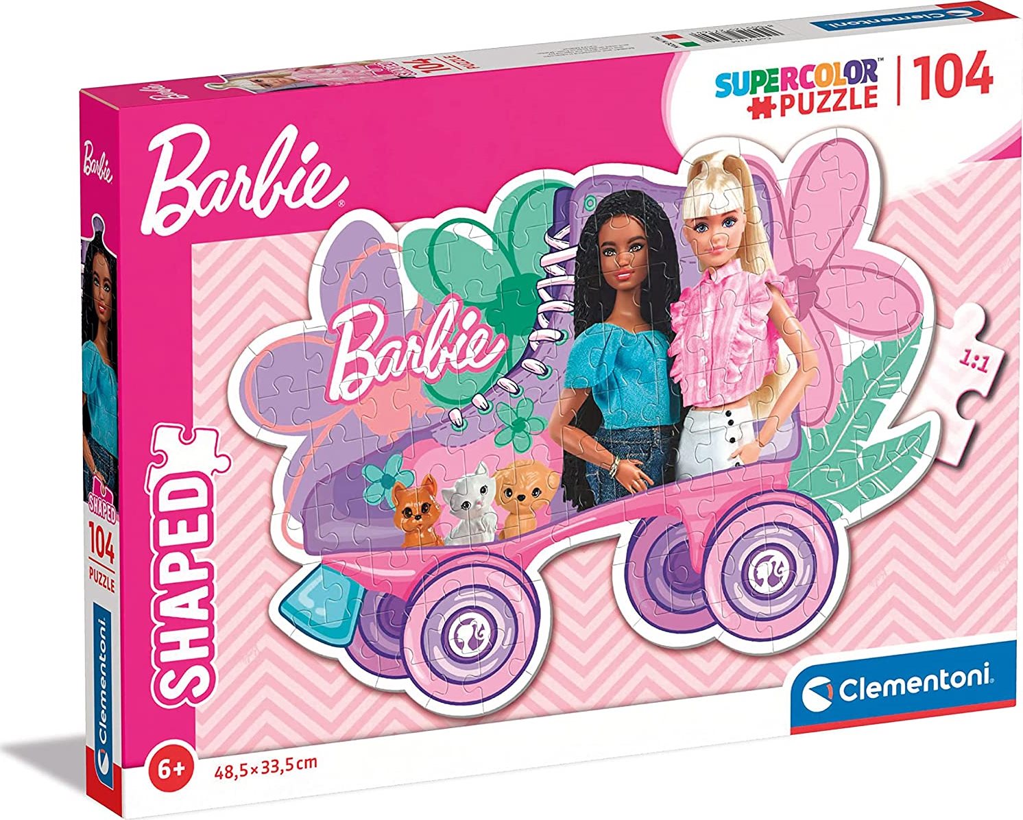 CLEMENTONI Obrysové puzzle Barbie: Brusle 104 dílků