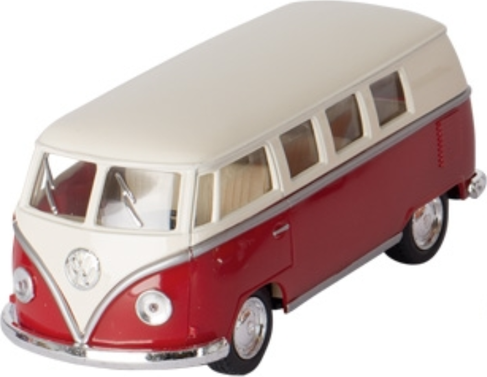 KINSMART Volkswagen Bus klasik KT5060 (1962) na zpětné natažení - červený