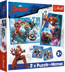 Sada 3v1 Avengers: Hrdinové v akci (2x puzzle + pexeso)