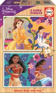 Dřevěné puzzle Disney princezny 2x25 dílků