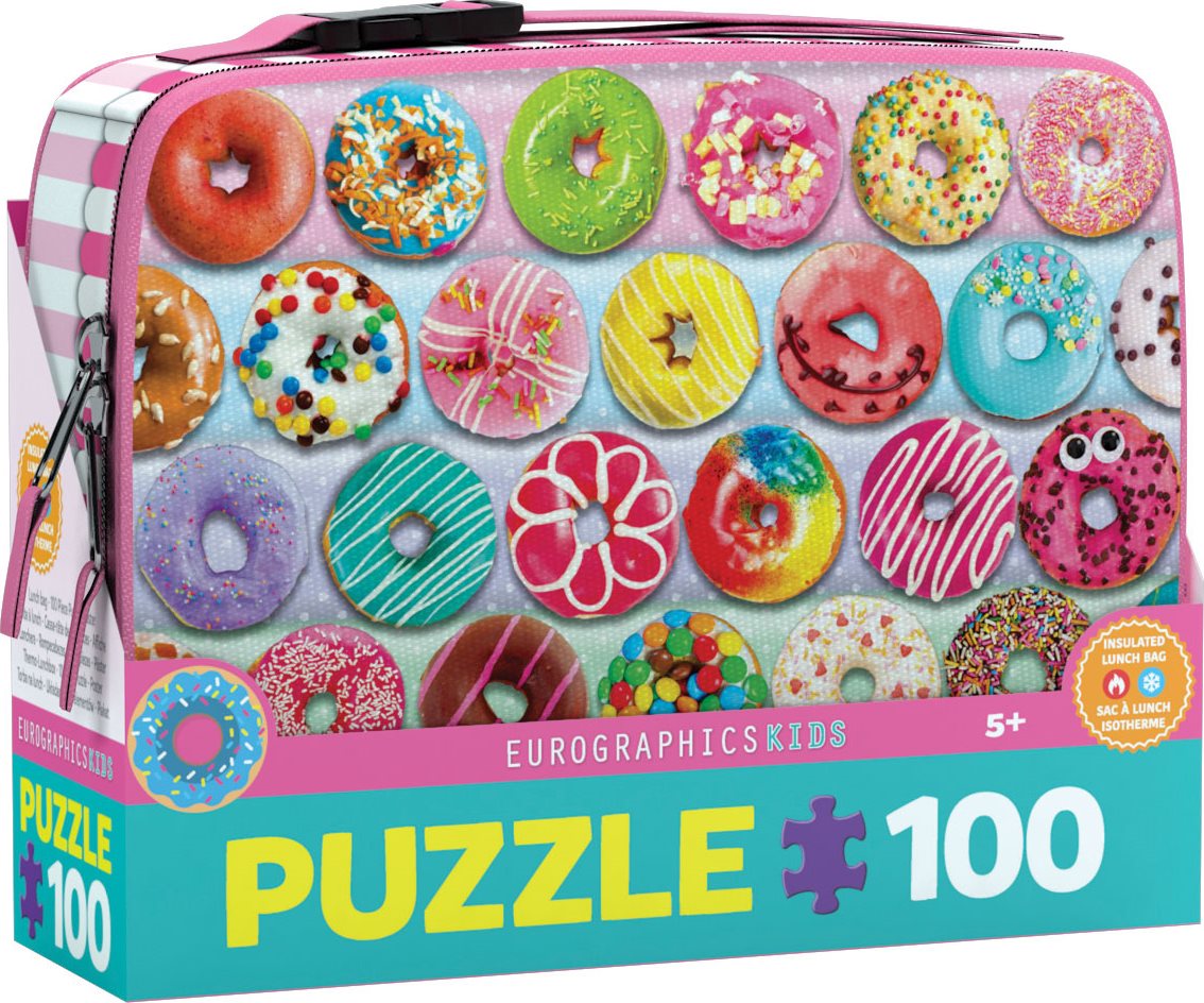 EUROGRAPHICS Puzzle ve svačinovém boxu Donuty 100 dílků