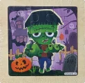 Dřevěné puzzle Halloween párty: Zombie 9 dílků
