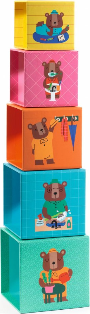 DJECO Skládací kostky s medvědí rodinkou TopaniHouse
