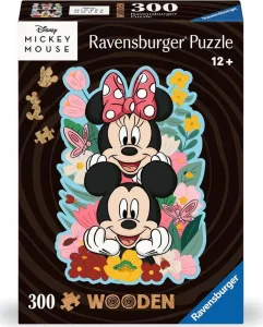 Dřevěné obrysové puzzle Mickey a Minnie 300 dílků