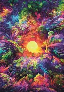 Puzzle ColorBoom: Východ slunce v džungli 500 dílků