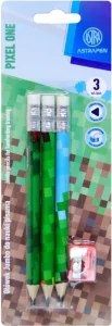 Trojhranná tužka HB Pixel One 3ks s ořezávátkem