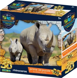 Puzzle Animal planet: Ohrožené druhy - Nosorožec 3D 100 dílků