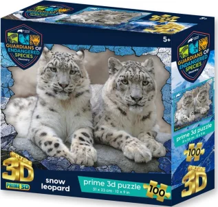 Puzzle Animal planet: Ohrožené druhy - Sněžní leopardi 3D 100 dílků
