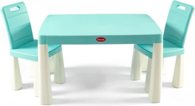 Plastový stolek s židlemi modro-bílý