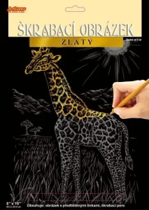 Škrabací obrázek (zlatý) - Žirafa