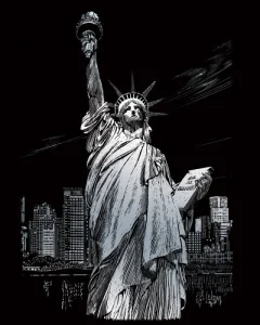 Stříbrný škrabací obrázek Socha svobody, USA